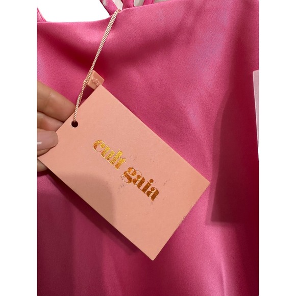 Cult Gaia Karosi Ostrich-Feather Satin Mini Dress size Large $518 NEW - Picture 4 of 7